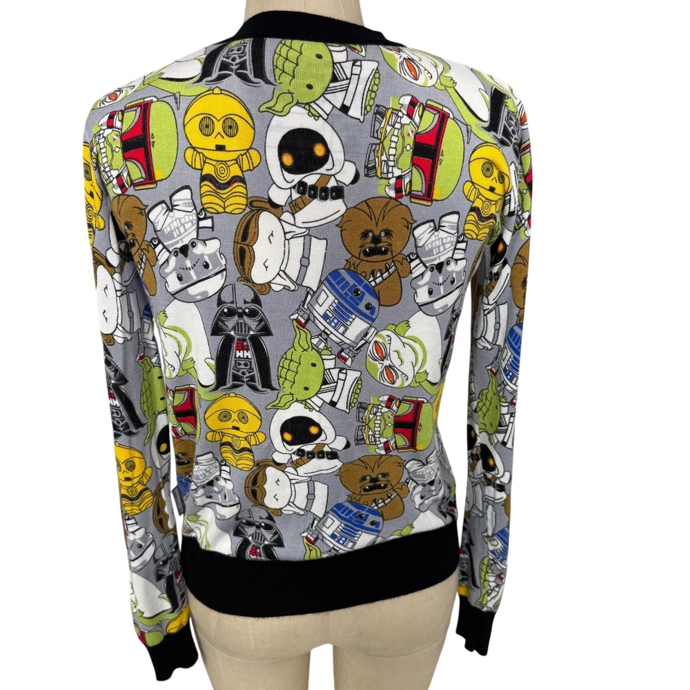 Star Wars We Love Fine Cardigan Sweater Womens S Chibi Character Lightweight - Picture 6 of 8
